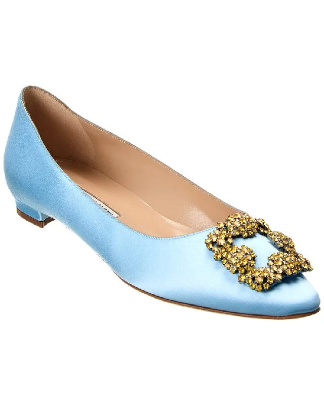 Chic and stylish women's shoes for summerManolo Blahnik Hangisimu Satin Flat