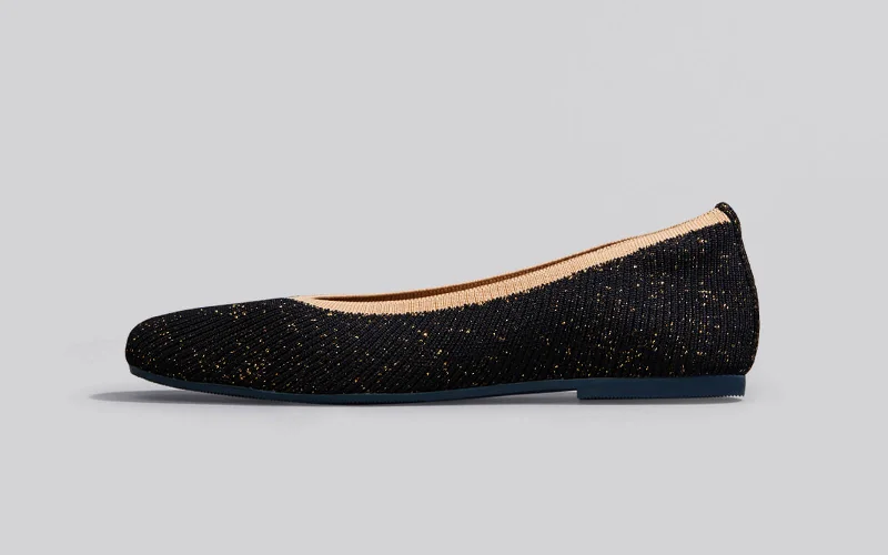 Stylish and affordable women's shoesMetallic Square Flats : Black-Gold