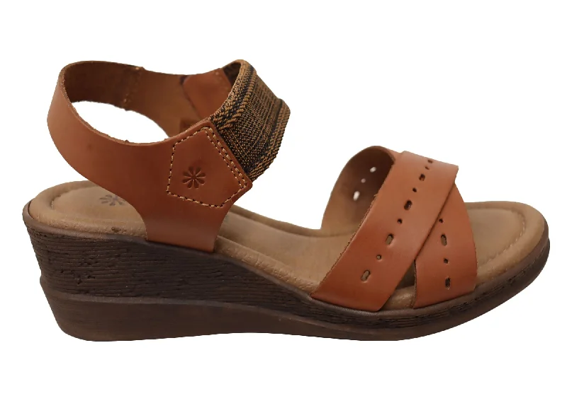 Feminine and dainty women's shoe designsNew Face Emily Womens Comfortable Leather Wedge Sandals Made In Brazil