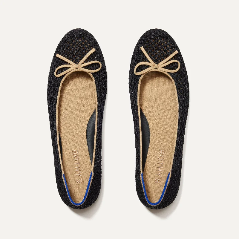 Chic and stylish women's shoes for cocktail partiesThe Ballet Flat - Noir Mesh