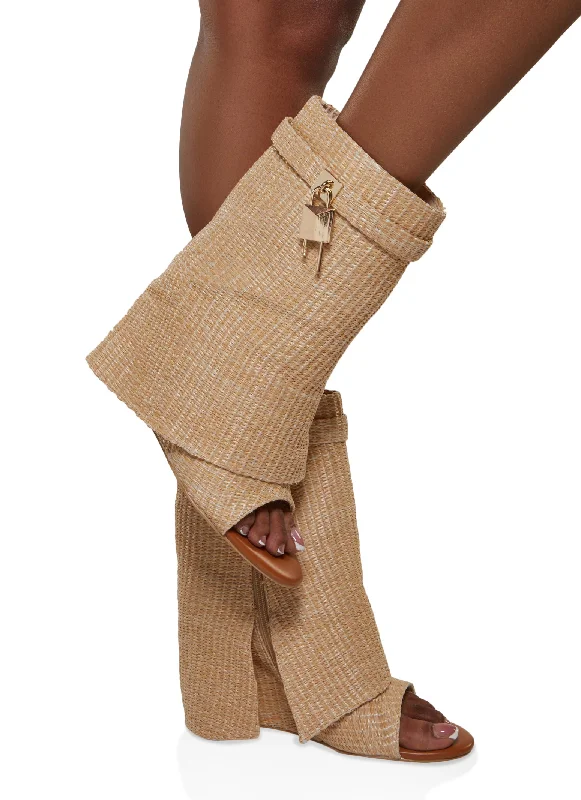 Chic and trendy women's shoes for the officeCape Robbin Open Toe Lock Detail Wedge Booties