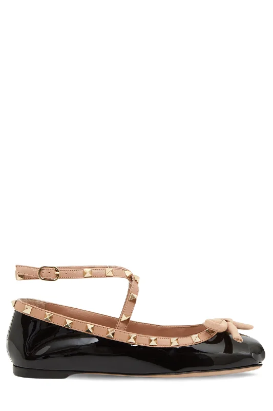 Stylish and supportive women's shoes for high archesRockstud Patent Leather Ballerina