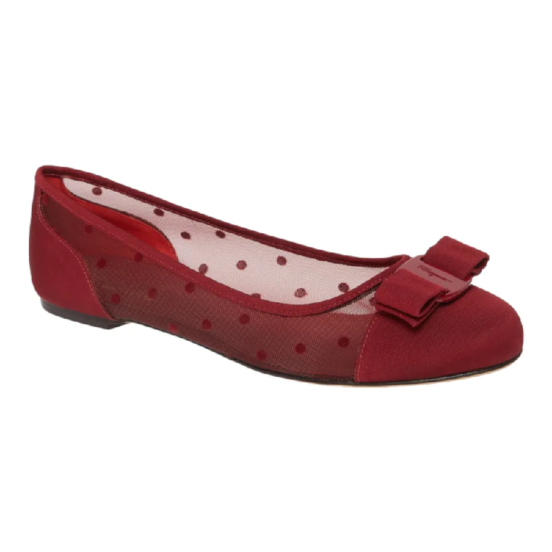 Elegant and sophisticated women's shoes for elegant eveningsSALVATORE FERRAGAMO Varina Dots Women's 724119 Red Flats