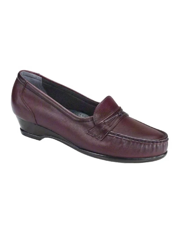 Bold and statement-making women's shoes for the bold and beautifulSas Women's Easier Slip On Loafer - Medium In Antique Wine