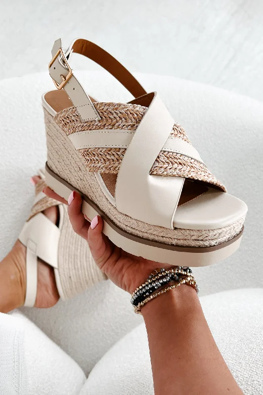 Bold and colorful women's shoes for making a statementSlice Of Paradise Platform Wedge Heeled Sandal (Beige/Raffia)