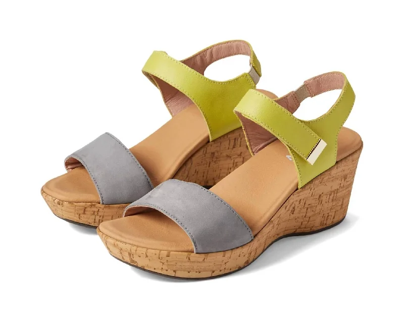 Elegant and sophisticated women's shoes for any formal eventSummer Platform Wedge In Smoke Gray Nubuck/soft Lime Leather