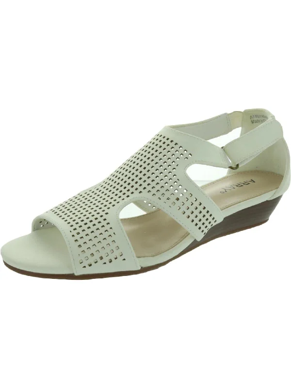 Stylish and comfortable women's shoes for long flightsTati Womens Leather Perforated Wedges