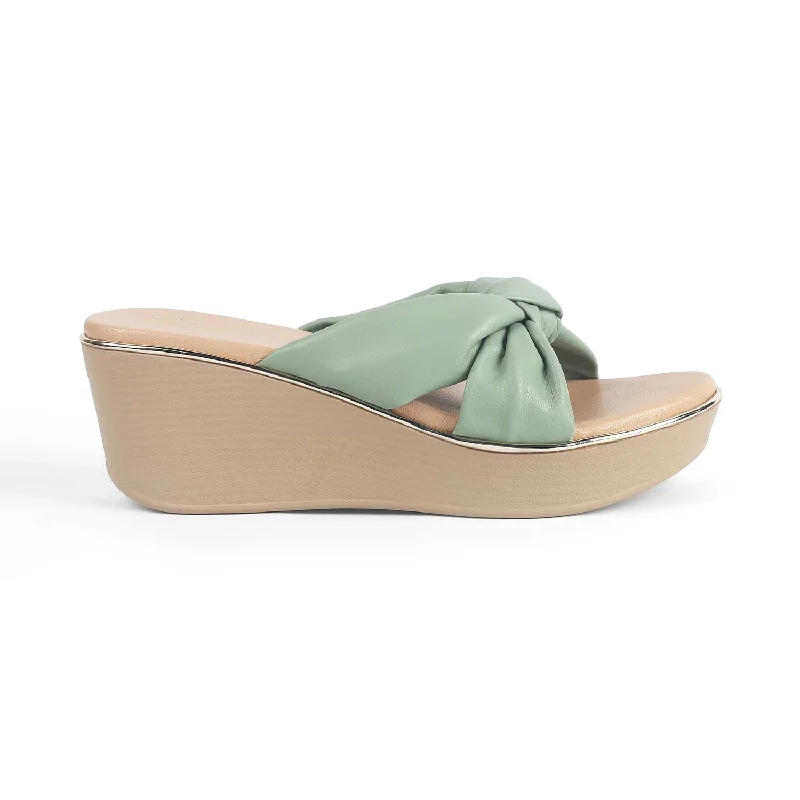 Comfy and stylish women's shoes for lounging around the houseTresmode Sof Green Women's Dress Wedge Heel Sandals