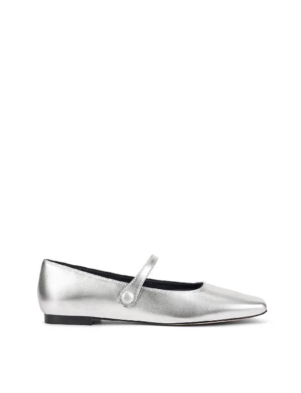 Versatile and stylish women's shoes for all occasions and seasonsXandria Square Toe Ballets - Silver Metallic Leather