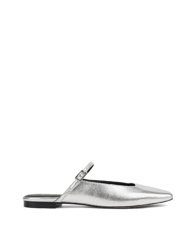 Elegant and sophisticated women's shoes for mature womenXanthe Mary Jane Mules - Silver Metallic Leather