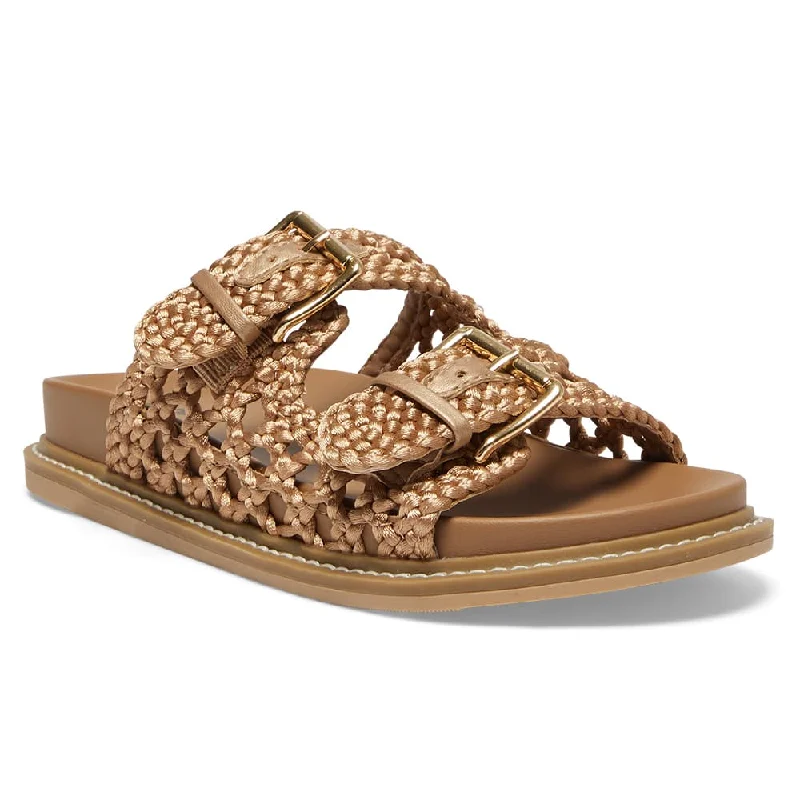 Exotic and bold women's shoe designsBamboo Slide in Camel Weave
