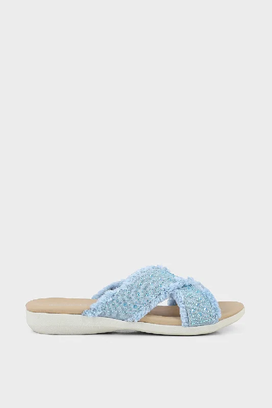 Flattering and stylish women's shoes for petite feetComfort Slip On IK0001-Light Blue