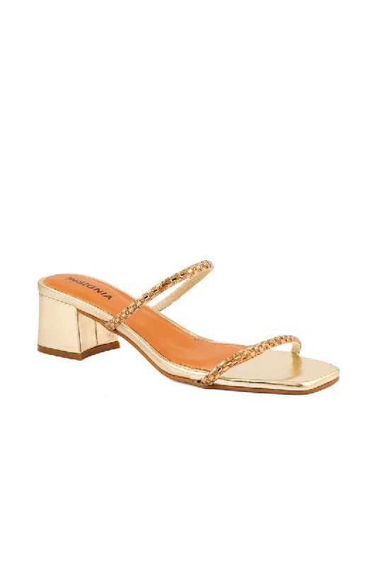 Feminine and romantic women's shoe designsFormal Slip On I38627-Golden