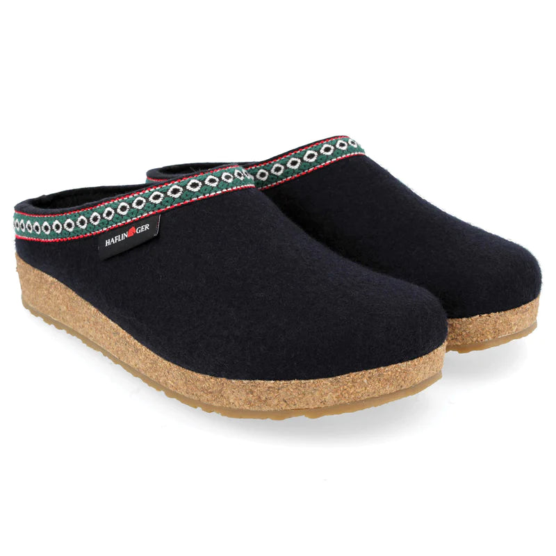 Flattering and stylish women's shoes for petite feetHAFLINGER GRIZZLY WITH EMBROIDERY NAVY