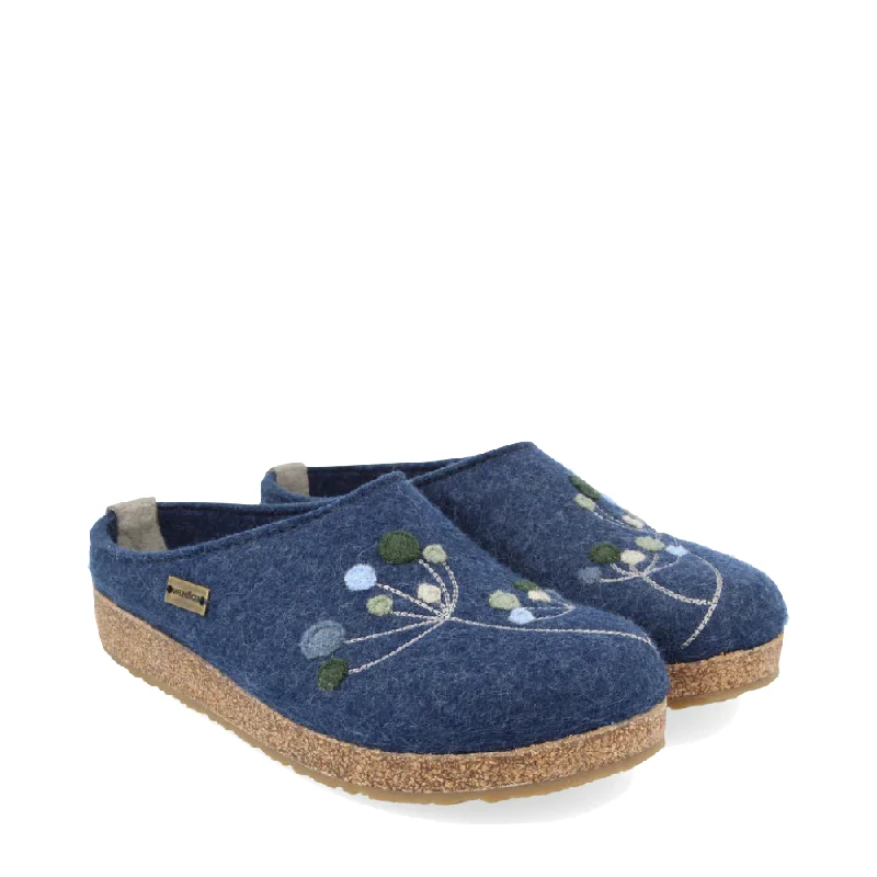 Chic and minimalist women's footwear trendsHaflinger Women's Amaya Flowers Wool Clog in Jeans Blue
