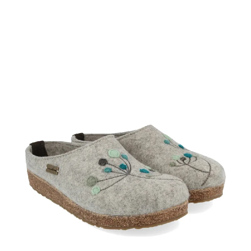 Fashion-forward and trendy women's shoe stylesHaflinger Women's Amaya Flowers Wool Clog in Silver Grey