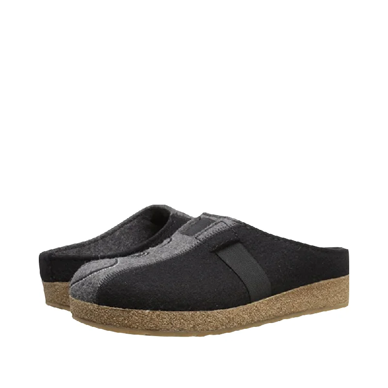 Comfy and stylish women's shoes for everyday casual wearHaflinger Women's Magic 2-Tone Wool Clog in Black/Grey