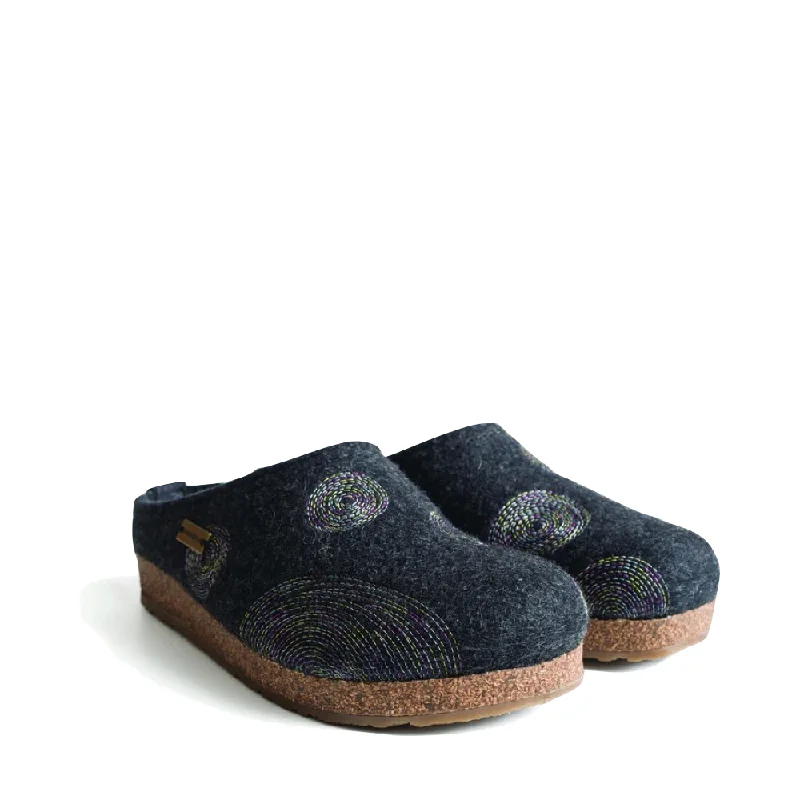 Flattering and stylish women's shoes for wide feetHaflinger Women's Spirit Wool Clog in Navy