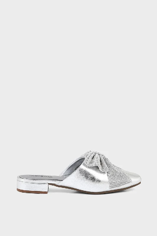 Comfy and stylish women's shoes for everyday casual wearParty Wear Mule I47231-Silver