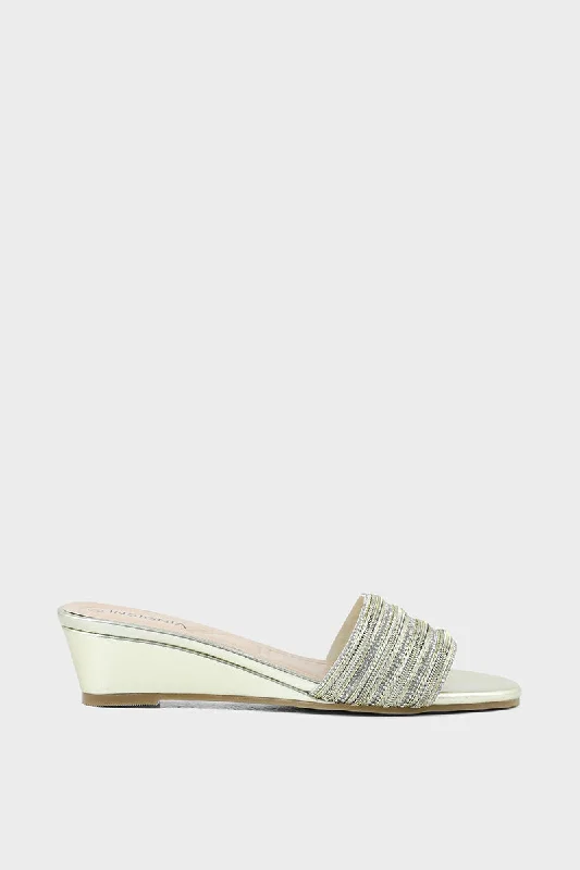 Comfortable yet fashionable women's shoesParty Wear Slip On IP0027-Golden