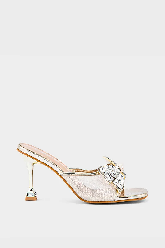 Comfy and stylish women's shoes for lounging around the houseParty Wear Slip On IP0038-Golden