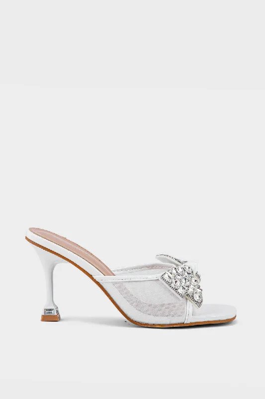 Stylish and supportive women's shoes for plantar fasciitisParty Wear Slip On IP0038-White