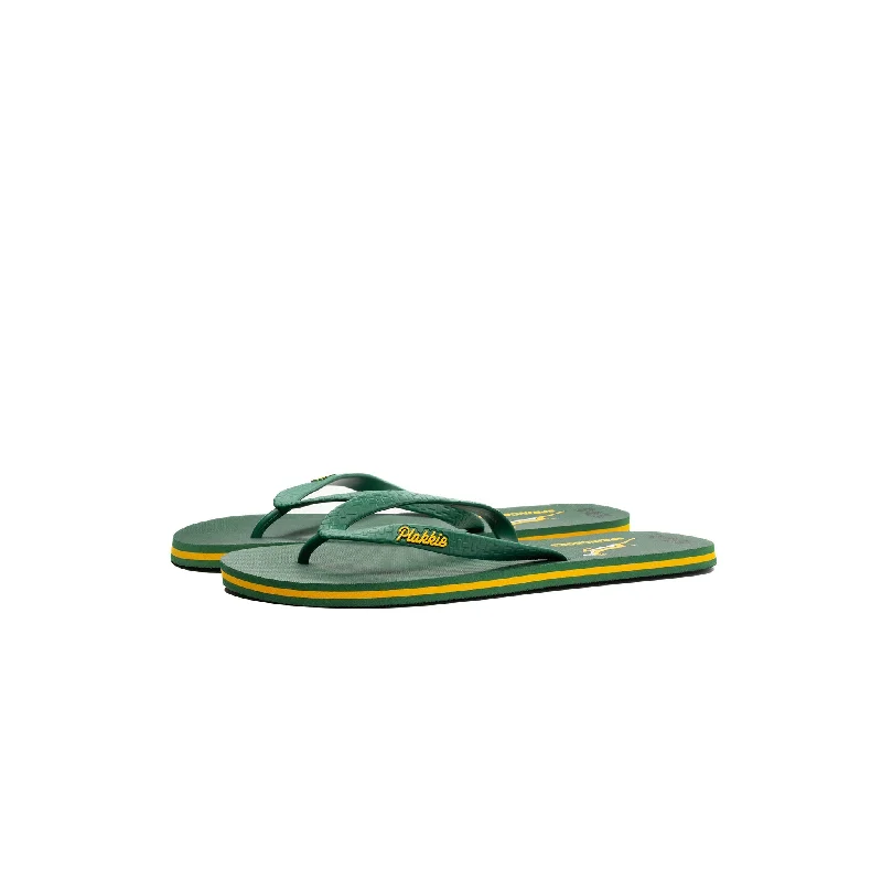 Comfy and stylish women's shoes for flat feetPlakkie Springbok (Green and Yellow)