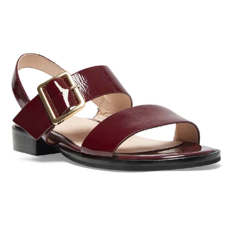 Luxurious and opulent women's shoe optionsTabatha Sandal in Wine Patent