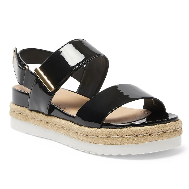 Elegant and sophisticated women's shoes for mature womenWarner Sandal in Black Patent