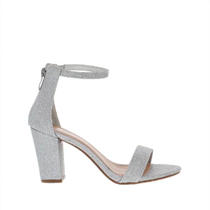 Bold and colorful women's shoes for making a statementAnkle Strap Mid Chunky Heel (SILVER)