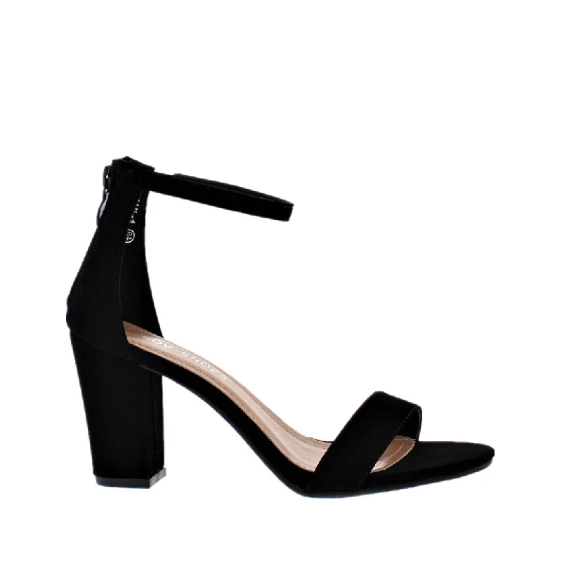 Comfy and stylish women's shoes for everyday comfortAnkle Strap Mid Chunky Heel (BLACK)