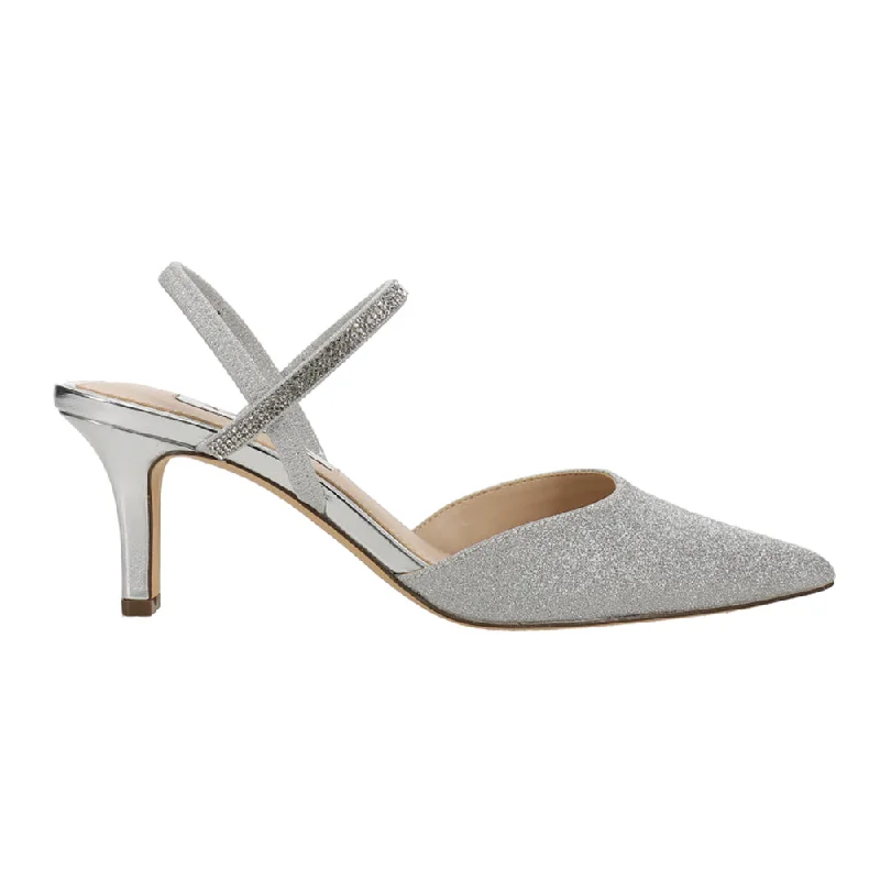 Flattering and figure-hugging women's footwearBillie Metallic Glitter Rhinestone Pointed Toe Slingback Wedding Pumps