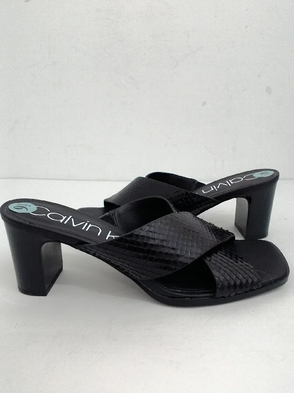 Versatile and adaptable women's shoes for every occasionCalvin Klein Women's Snake Block Heel Sandal, Black Size 9.5 M