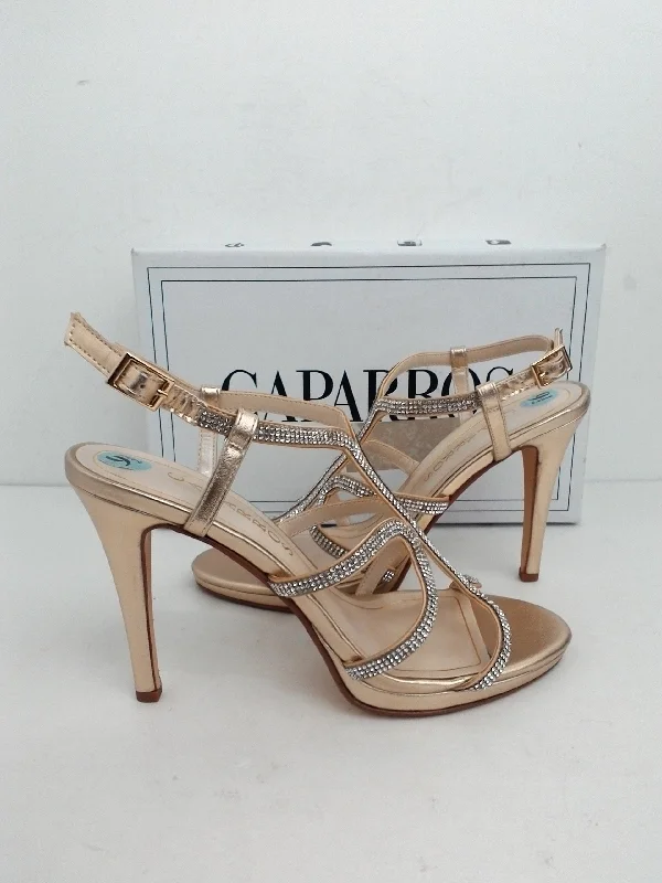 Versatile and chic women's shoes for everyday eleganceCaparros Women's Pizzaz Gold Metallic Heeled Sandals Size 9.5 B