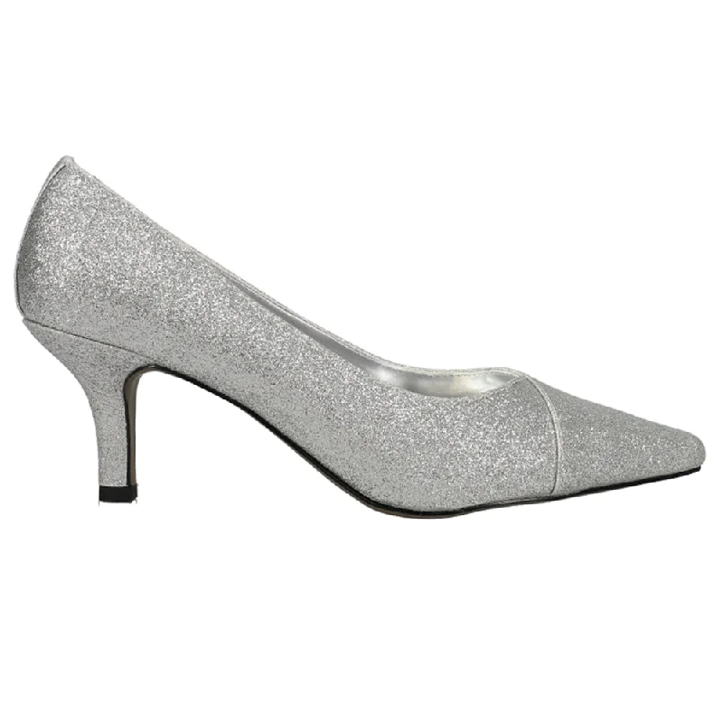 Practical and functional women's footwear solutionsChiffon Glitter Metallic Kitten Heel Pointed Toe Pumps
