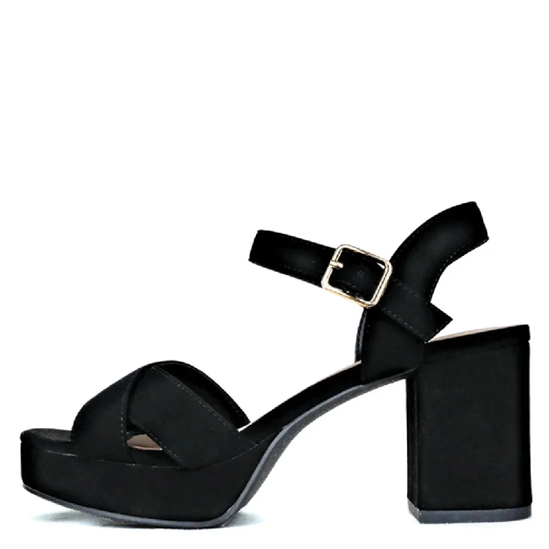 Elegant and classic women's shoes for prom nightChunky Heel Platform Sandal (BLACK)