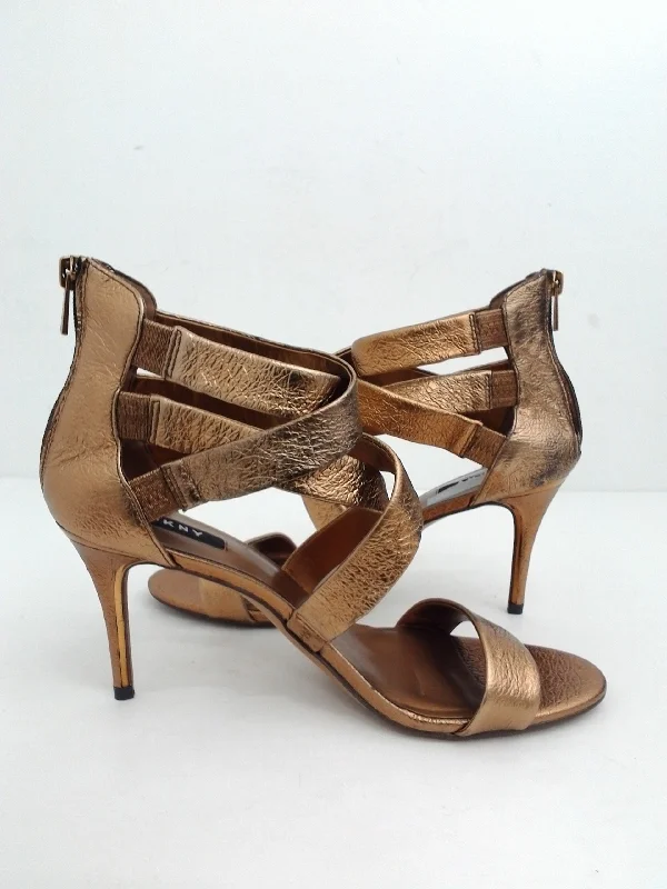 Comfy and stylish women's shoes for lounging around the houseDKNY Women's  Dress Heel Bronze Sandals Size 10 M