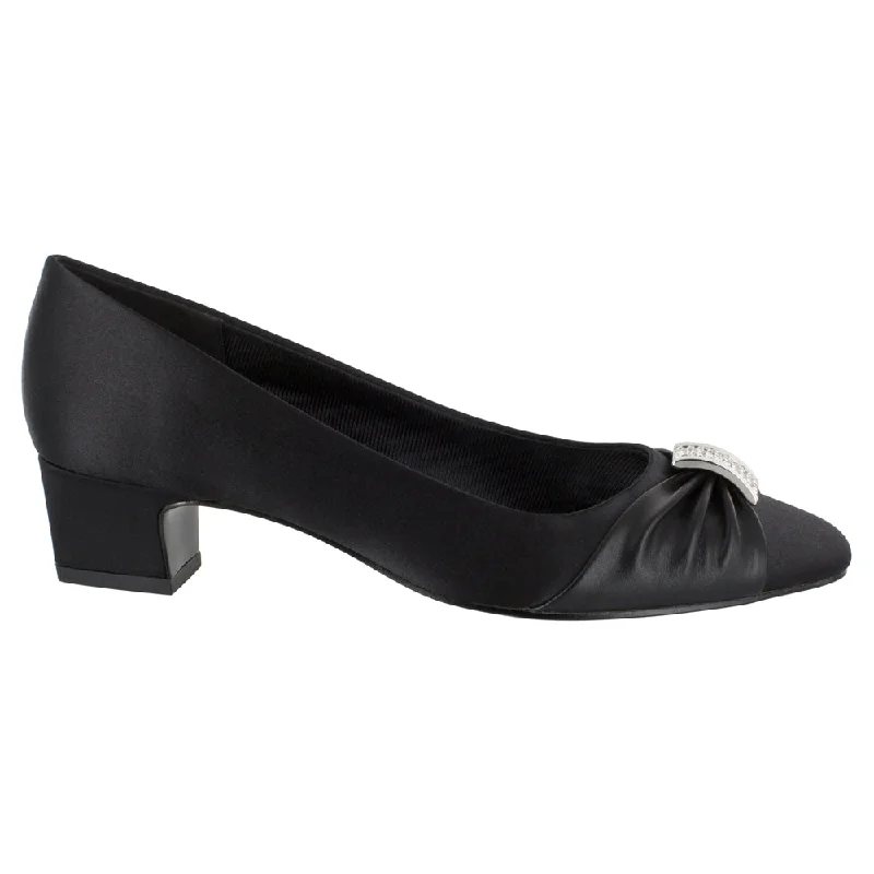 Comfy and stylish women's shoes for everyday eleganceEloise Rhinestone Round Toe Block Heel Pumps