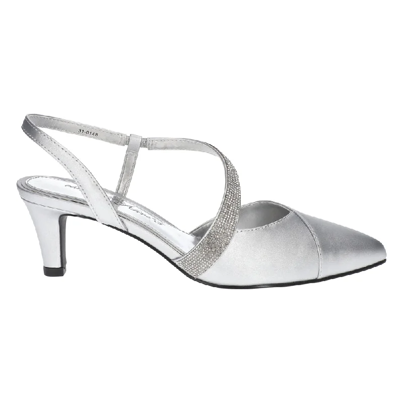 Bold and unique women's shoes for fashion-forward individualsEmerald Metallic Rhinestone Slingback Wedding Pointed Toe Pumps
