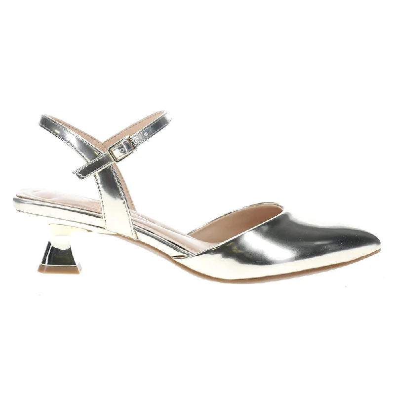 Stunning and glamorous women's shoes for evenings outHalyn Metallic Pointed Toe Kitten Heel Pumps