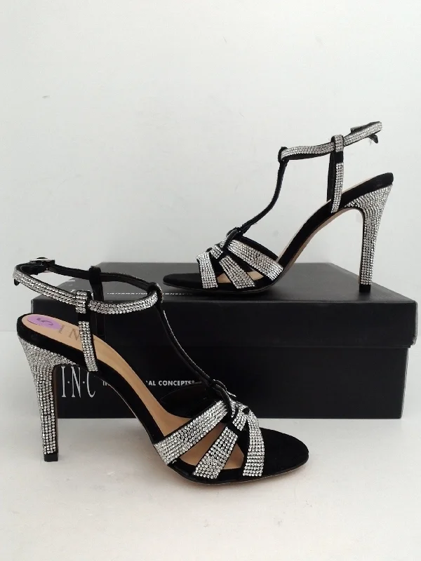 Timeless and elegant women's shoe classicsINC International Concepts Women's Rowyn Silver/Black Heeled Sandal Size 5 M