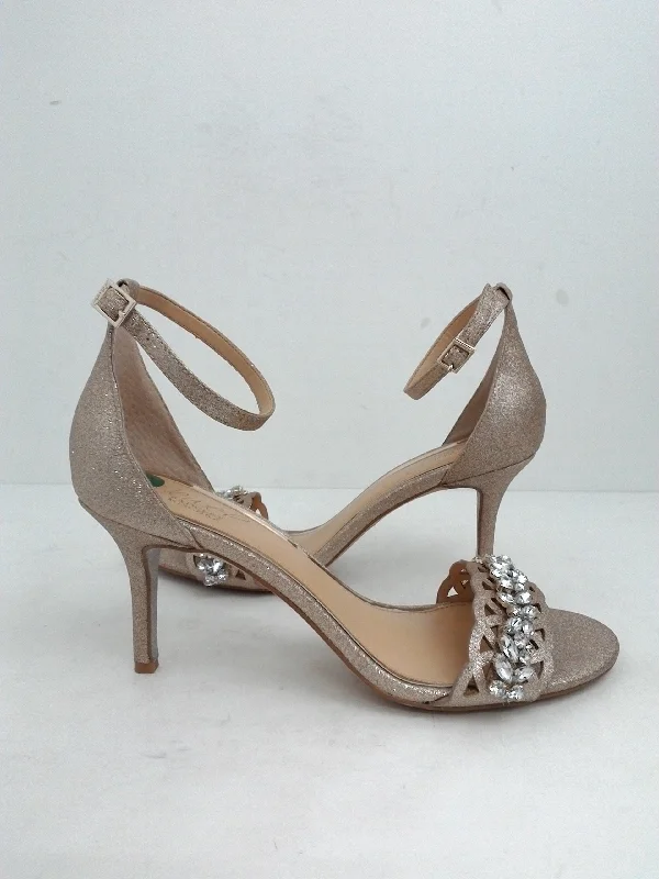 Elegant and classic women's shoes for prom nightJewel Badgley Mischka Women's Gold Heel Evening Sandals Size 8.5M