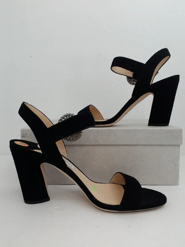 Elegantly crafted women's shoesJimmy Choo Women's Mischa Black Crystal Heeled Sandal Size 42