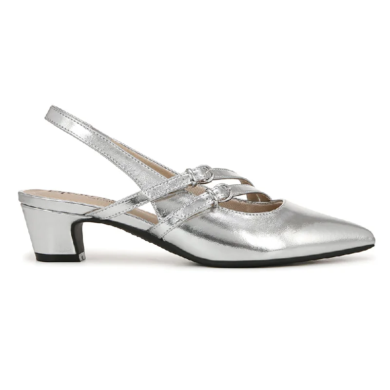 Stunning and eye-catching women's footwearMonique Metallic Pointed Toe Slingback Pumps