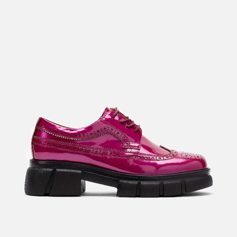 Durable and stylish women's shoes for outdoor activitiesMs. Alexander Magenta Leather Lug Wingtip Derby