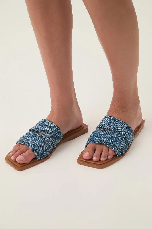 Stylish and comfortable women's shoes for long flightsRita Denim Logo Slide