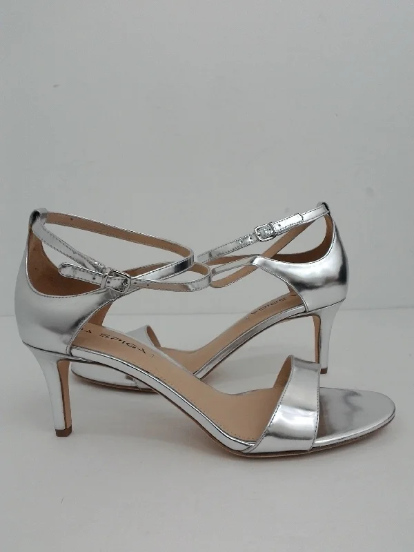 Elegant and sophisticated women's shoes for red carpet eventsVia Spiga Women's Dress Heeled Silver Sandal Size 9 M