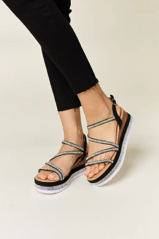 Chic and stylish women's shoes for garden partiesForever Link Rhinestone Strappy Wedge Women's Sandals | Fashion M&J