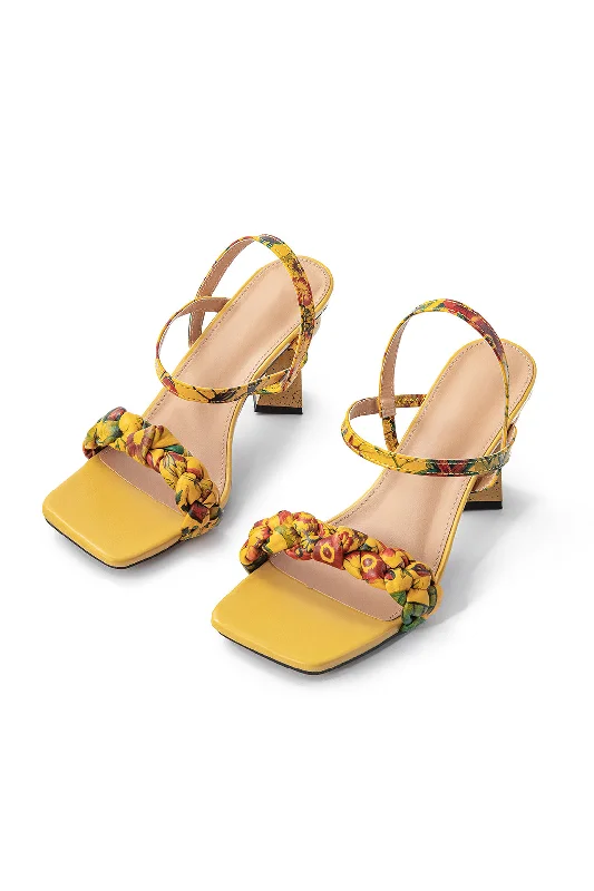 Elegant and sophisticated women's shoes for opera nightsChunky Heel Floral Print High Heel Sandals